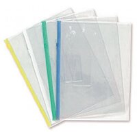 Папка пластиковая на молнии А5, 0.15мм, прозрачная, карман, цвет зеленый (BPM5A)