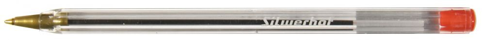 Ручка шарик Silwerhof SIMPLEX, 0.7мм, корпус прозрач, колп/клип, КРАСНЫЙ